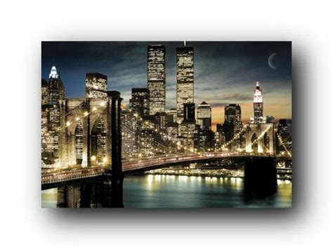 manhattan lights  york city skyline art poster print
