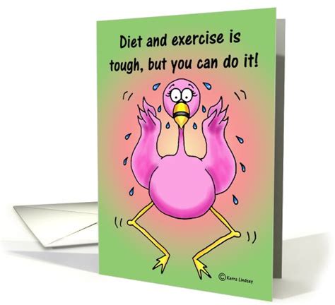 encouragement exercise diet funny humor pink flamingo card 814283