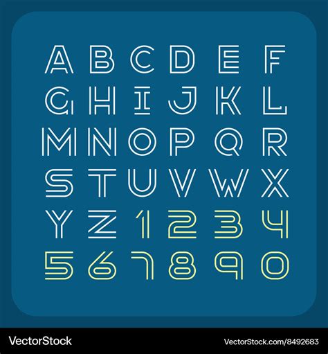 lines style retro font alphabet  numbers vector image