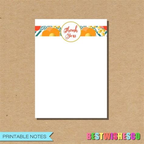 floral   note printable stationery digital file   wishes