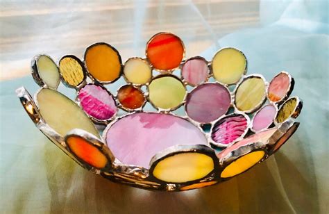 Beautiful Stained Glass Decorative Bowl Etsy