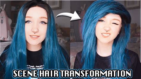 scene hair transformation tutorial 💇 cutting and styling an emo wig ☠️💙