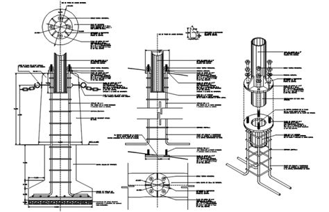 base  collapsible column constructive section drawing details dwg file cadbull