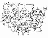 Bowser Coloring Pages Kids Mario Super sketch template