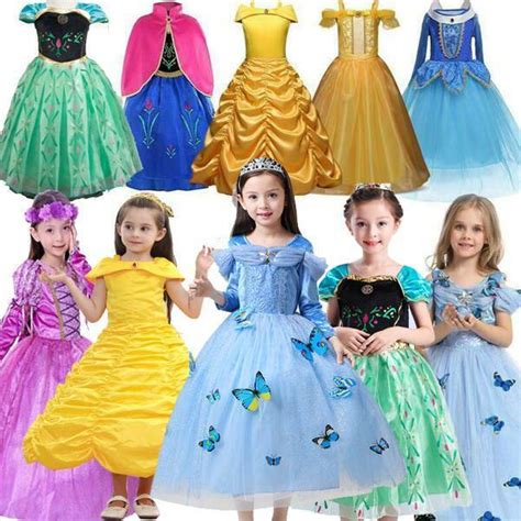 kid girls princess fairytale dress  costume belle cinderella aurora