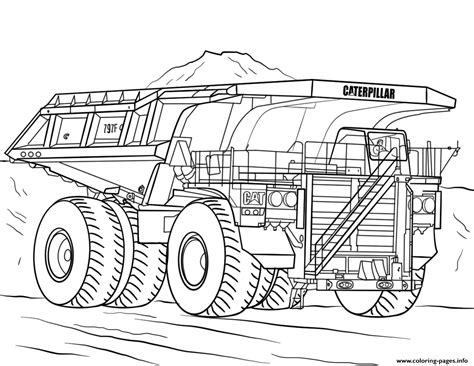 caterpillar mining truck coloring page printable