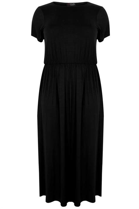 Yours London Black Maxi Dress With Elasticated Waist Plus Size 16 To 36