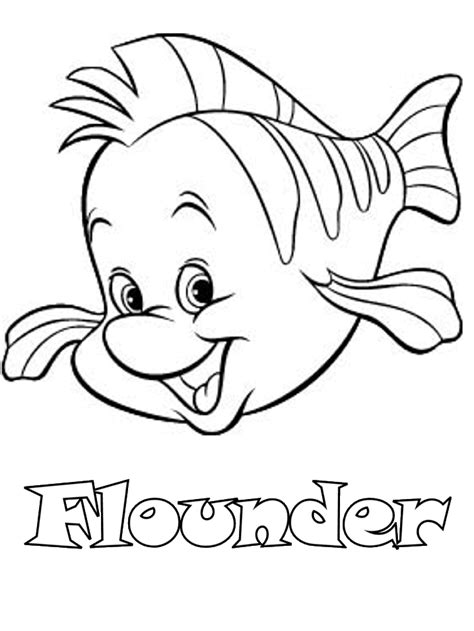mermaid flounder ariel coloring pages fish coloring page