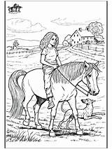 Horse Coloring Pages Riding Girl Horses Colouring Horseriding Printable Color Print Adult Rider Dog Horseback Farm Scene Her Animals Detailed sketch template