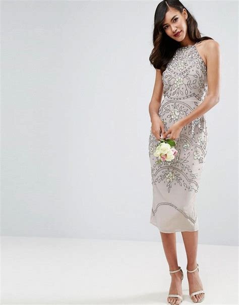 asos wedding embellished floral drape  pencil midi dress midi cocktail dress maxi dress