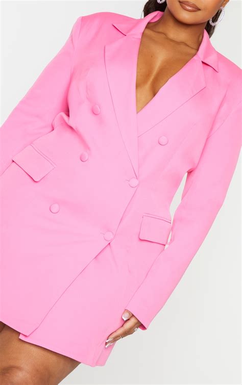 plus pink double breasted structured blazer dress prettylittlething aus