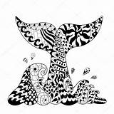 Zentangle Waves Drawn Hand Stock Whale Illustration Tail1 Vector Depositphotos sketch template