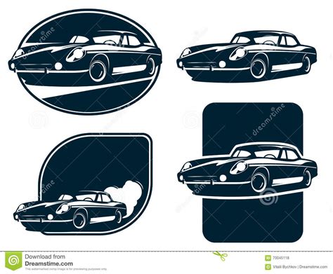 classic car silhouette labels vintage retro car vector classic sports car stock vector