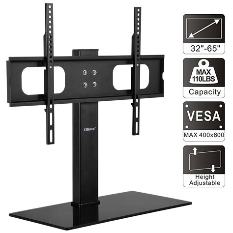 mllieroo universal height adjustable table top tv stand tv mount stand  tempered glass