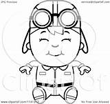 Pilot Aviator Boy Cartoon Clipart Sitting Happy Coloring Thoman Cory Outlined Vector 2021 sketch template