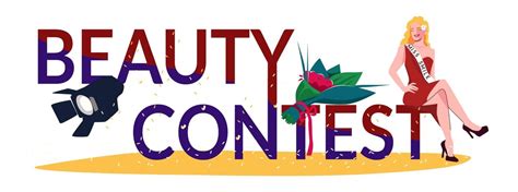 Free Vector Beauty Contest Flat Text Composition Big Letters And