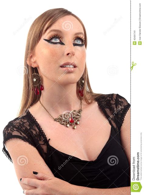 girl antique necklace earring stock image image of eyes