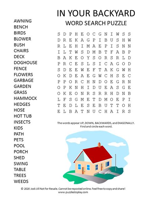 backyard word search puzzle puzzles to play