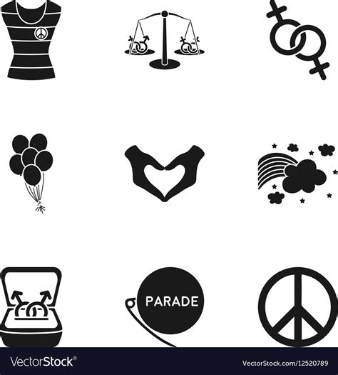 gay set icons in black style big collection of vector image