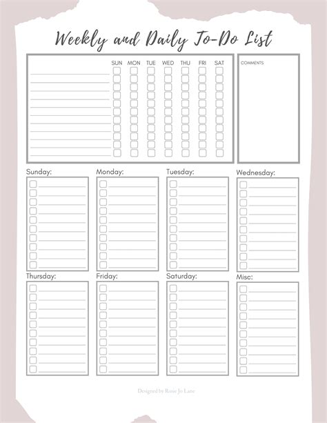 buy weekly daily checklist fillable  printable checklist task