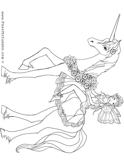 unicorns  fairies  colouring pages