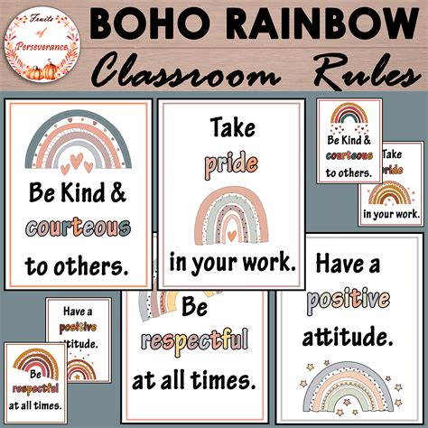 boho rainbow classroom rules  expectations   teachers