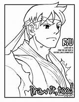 Ryu Coloring Hadouken Draw Drawittoo Too Colouring sketch template