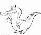 Coloring Pages Cartoon Crocodiles Line Drawing Printable Kids Adults Crocodile sketch template
