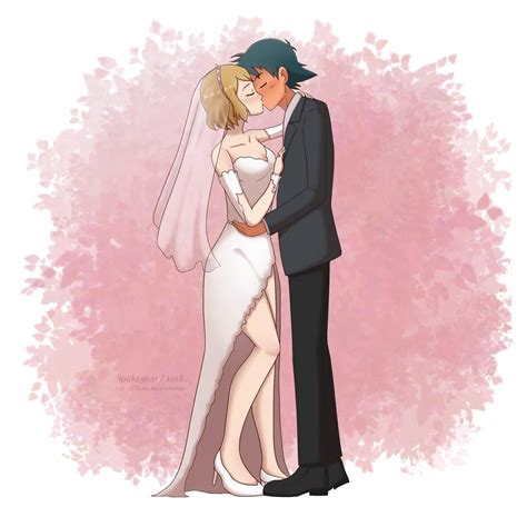 Comm Ash And Serena S Wedding Kiss By Ipokegear On