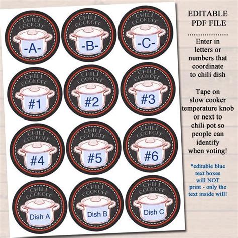 editable chili cookoff labels family picnic holiday bbq etsy chili