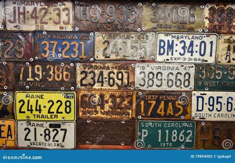 vintage american cars number plates editorial photography image