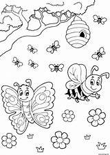 Abeille Papillon Miel Ruche Bijen Kleurplaten Insecte Jecolorie Afkomstig sketch template