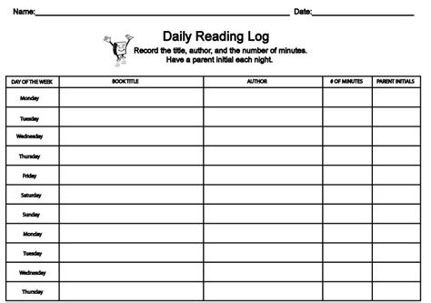 printable reading log  elementary grades