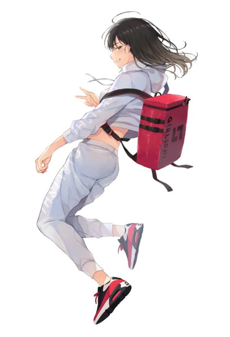 safebooru 1girl ahoge ass backpack bag black eyes black hair breasts