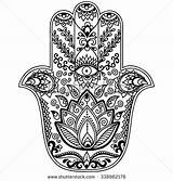 Hamsa Hand Coloring Tattoo Pages Evil Eye Vector Symbol Hands Fatima Painting Drawn Adult Adults Shutterstock Dot Sketchite Stock Lotus sketch template