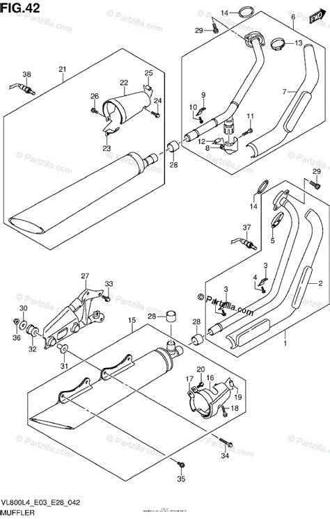 suzuki motorcycle  oem parts diagram  muffler vlcl  partzillacom