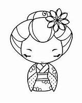 Coloring Pages Kokeshi Kimono Dolls Girl Color Cute Japanese Doll Print Adult Colouring Getcolorings Asian Coloriage Sheets Stamps Colori Getdrawings sketch template