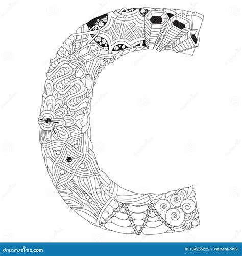 letter  zentangle vector decorative object  coloring stock vector