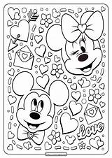 Coloring Mickey Minnie Mouse Valentine sketch template