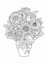 Coloring Flowers Pages Bouquet Printable Coloringtop sketch template