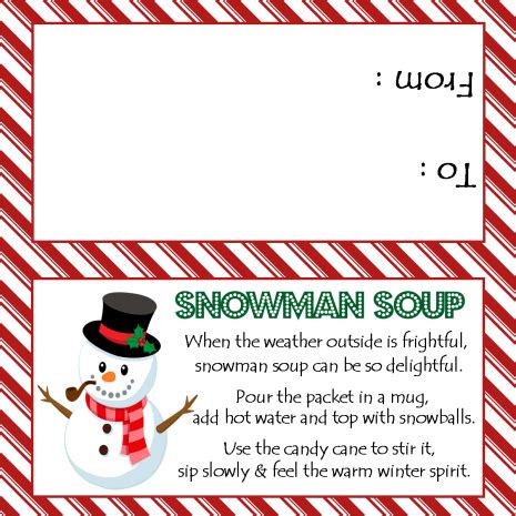 snowman soup treat bag topper digital file  print snowman