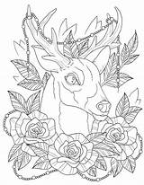 Coloring Tattoo Pages Printable Adult Skull Tribal Deer Print Getcolorings Color Getdrawings Digital Colorings sketch template