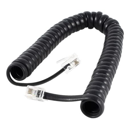 rj pc connector coiled telephone phone cable black  ft long walmart canada