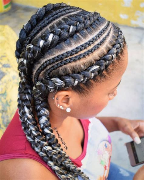 three goddess braids with partings box braids hairstyles shaved side