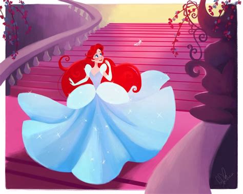 Ariel As Cinderella Disney Princess Role Swap Art