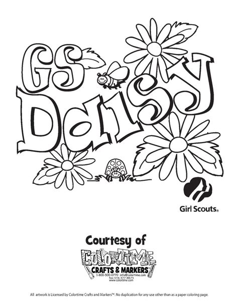 coloring pictures  girl scouts daisy images   print