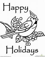 Coloring Holidays Happy Cardinal Pages Christmas Bird Holiday Adult Sheets Simple Choose Board Visit Education sketch template