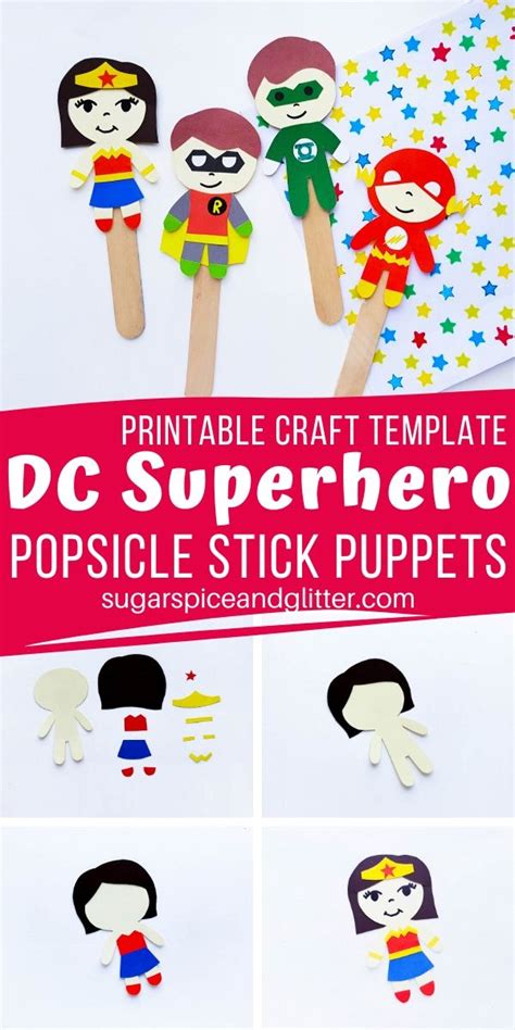 printable superhero puppet craft  video sugar spice  glitter