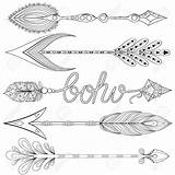 Coloring Pages Arrows Bohemian Decorative Feathers Boho Drawing Adult Vector Hand Set Drawn Arrow Tattoo Feather Printable Color Getdrawings Getcolorings sketch template