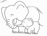 Elephant Baby Coloring Mother Pages sketch template